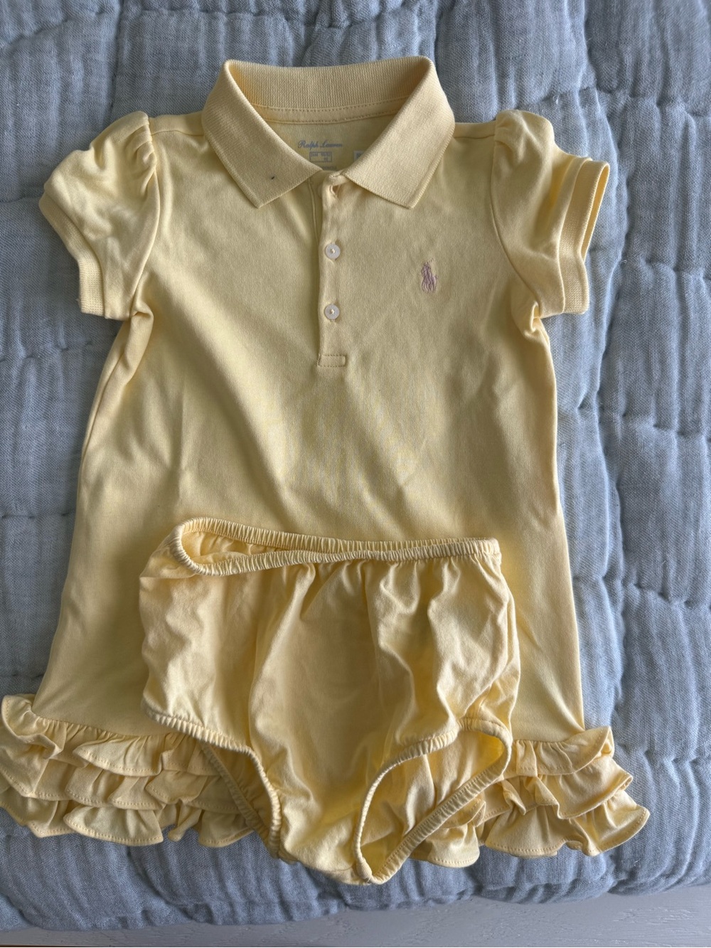 Ralph Lauren Pale Yellow Polo Dress with Ruffle Bloomers